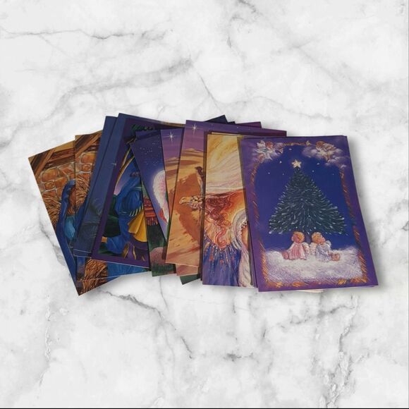 Vintage Fantus Christmas Cards Textured Religious Art Set of 13 w/Envelopes - Picture 1 of 10